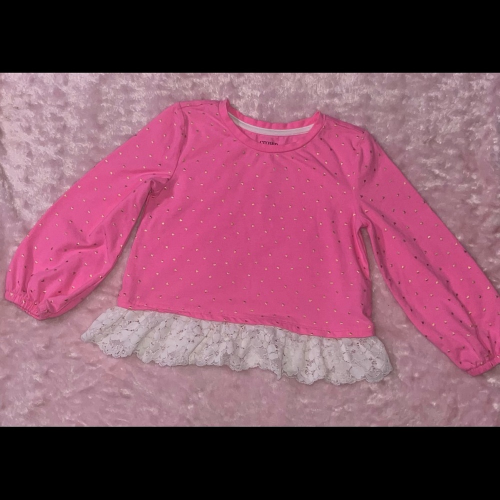 Crown & Ivy Pink with Gold Hearts Top